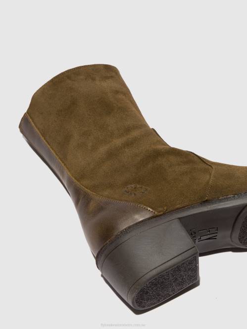 ankelboots med dragkedja mane073 kvinnor Fly London 2T02180 oljemocka/mattslam/oliv