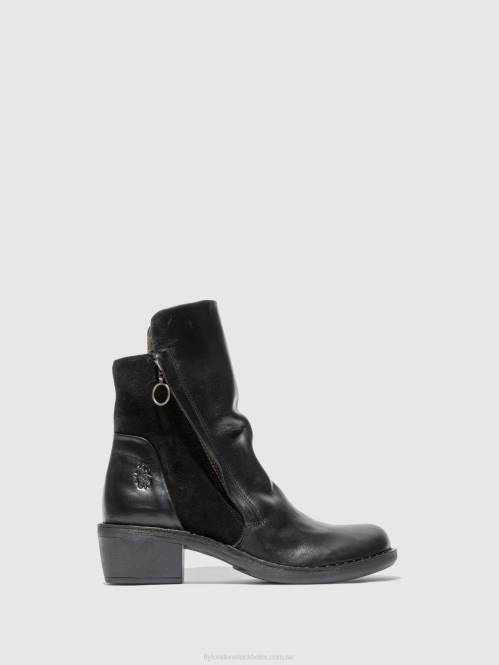 ankelboots med dragkedja mely074 kvinnor Fly London 2T02171 matta/oljemocka svart