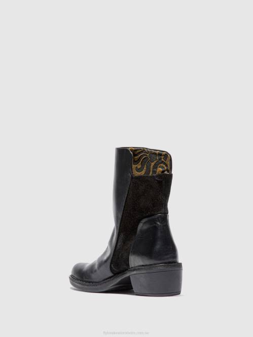 ankelboots med dragkedja mely074 kvinnor Fly London 2T02171 matta/oljemocka svart