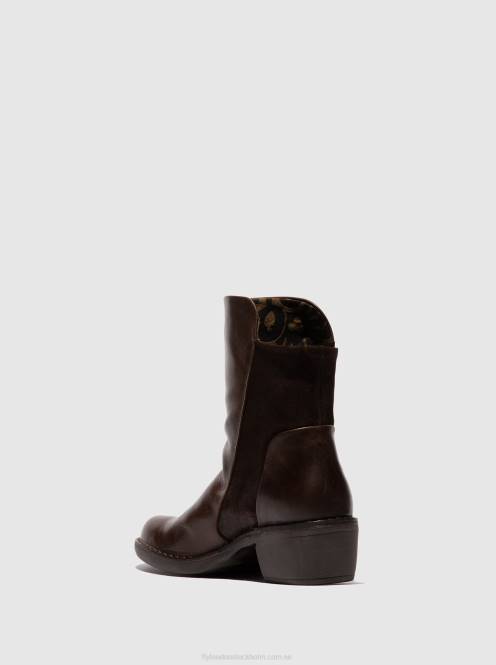 ankelboots med dragkedja mely074 kvinnor Fly London 2T02172 matta/oljemocka dk brun/expresso