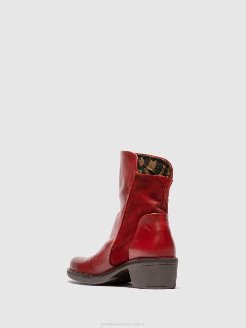ankelboots med dragkedja mely074 kvinnor Fly London 2T02179 matta/oljemocka röd