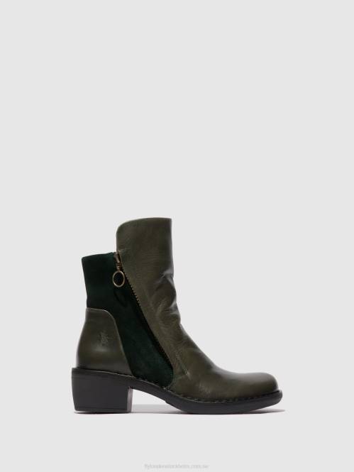ankelboots med dragkedja mely074 kvinnor Fly London 2T0257 diesel/grön skog