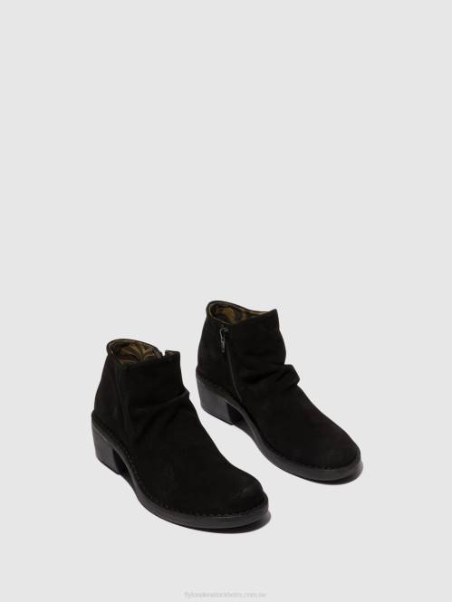 ankelboots med dragkedja merk093 kvinnor Fly London 2T022 oljemocka svart