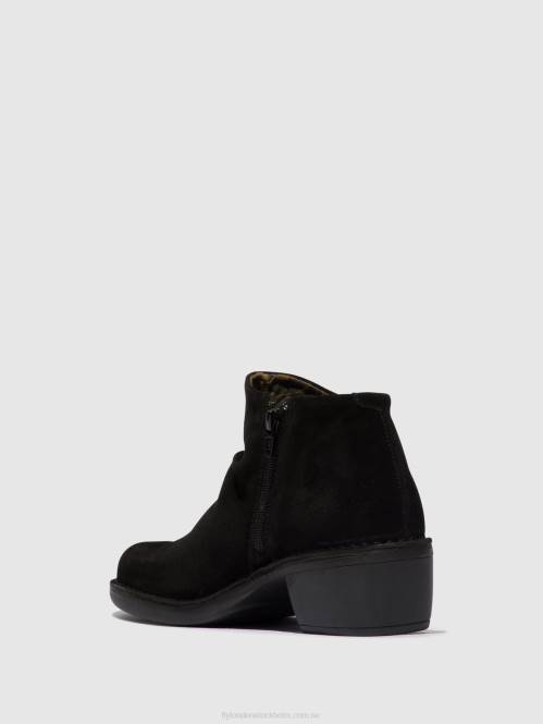 ankelboots med dragkedja merk093 kvinnor Fly London 2T022 oljemocka svart