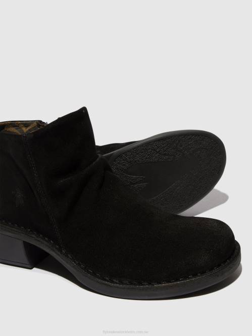 ankelboots med dragkedja merk093 kvinnor Fly London 2T022 oljemocka svart