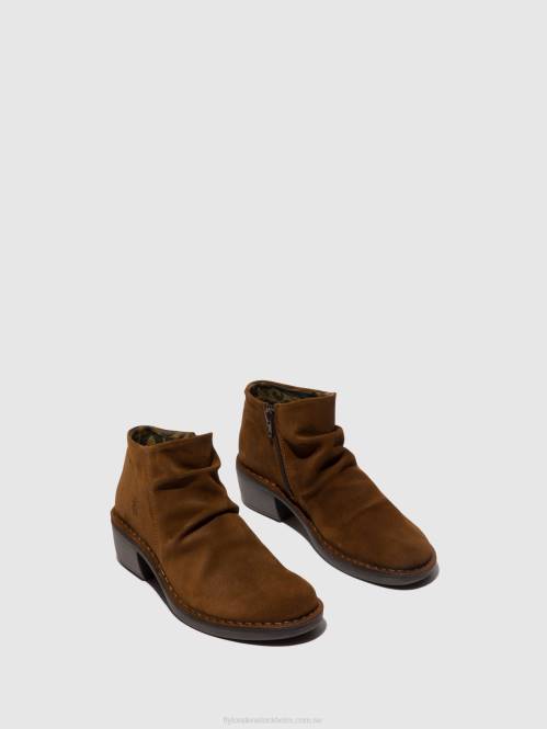 ankelboots med dragkedja merk093 kvinnor Fly London 2T0255 kamel