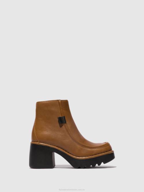 ankelboots med dragkedja mite249 kvinnor Fly London 2T0254 cuoio
