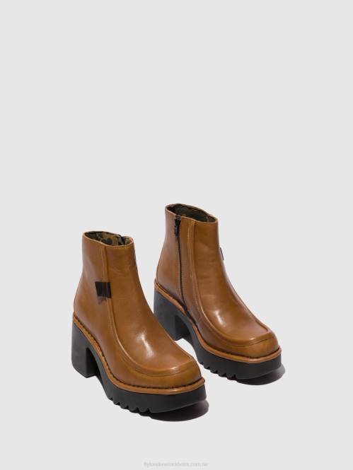 ankelboots med dragkedja mite249 kvinnor Fly London 2T0254 cuoio
