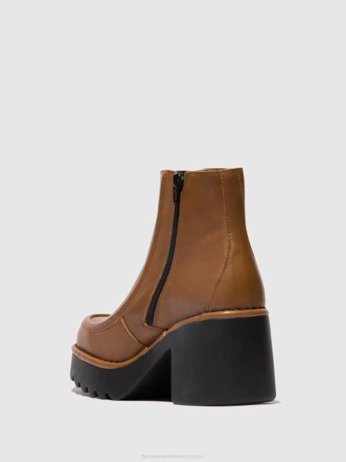 ankelboots med dragkedja mite249 kvinnor Fly London 2T0254 cuoio