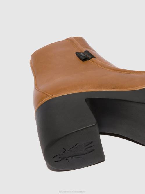 ankelboots med dragkedja mite249 kvinnor Fly London 2T0254 cuoio