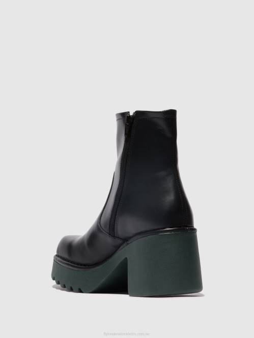 ankelboots med dragkedja moge250 kvinnor Fly London 2T0251 svart (grön sula)