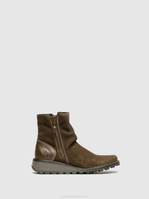 ankelboots med dragkedja mon944 kvinnor Fly London 2T0212 slam/oliv