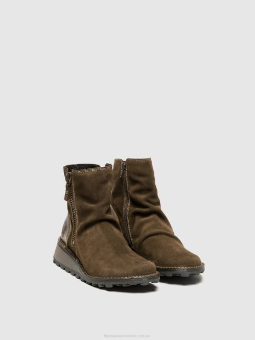 ankelboots med dragkedja mon944 kvinnor Fly London 2T0212 slam/oliv