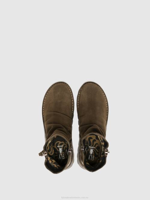 ankelboots med dragkedja mon944 kvinnor Fly London 2T0212 slam/oliv