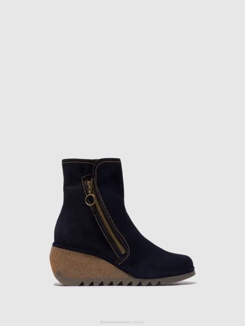 ankelboots med dragkedja nela407 kvinnor Fly London 2T0247 Marin