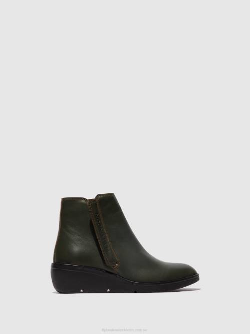 ankelboots med dragkedja nula550 kvinnor Fly London 2T0243 mörkgrön