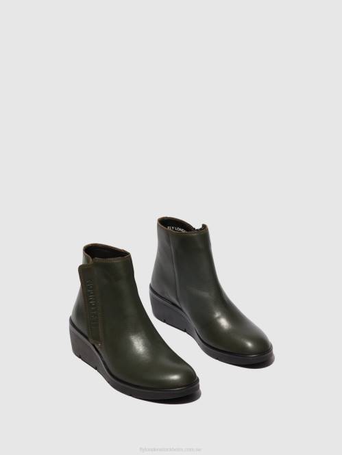 ankelboots med dragkedja nula550 kvinnor Fly London 2T0243 mörkgrön