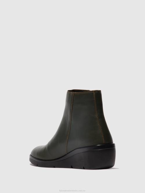 ankelboots med dragkedja nula550 kvinnor Fly London 2T0243 mörkgrön