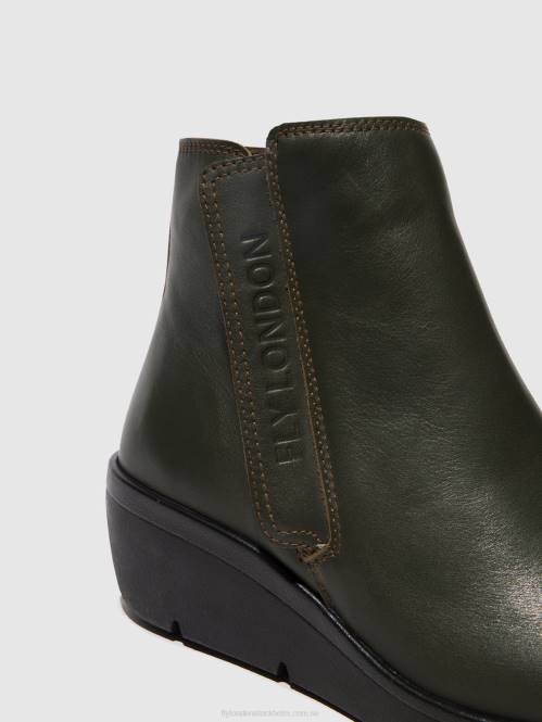 ankelboots med dragkedja nula550 kvinnor Fly London 2T0243 mörkgrön