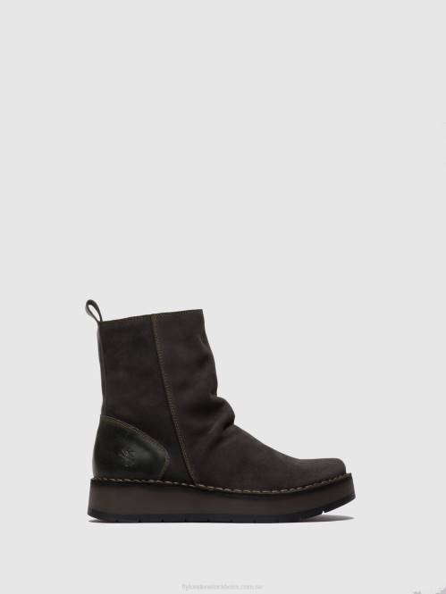 ankelboots med dragkedja reno053 kvinnor Fly London 2T02249 oljemocka/matta diesel