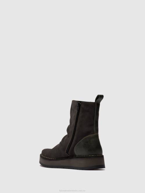 ankelboots med dragkedja reno053 kvinnor Fly London 2T02249 oljemocka/matta diesel