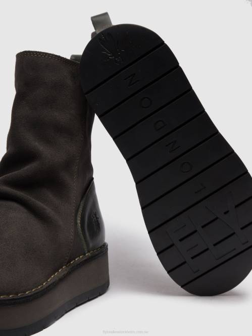 ankelboots med dragkedja reno053 kvinnor Fly London 2T02249 oljemocka/matta diesel
