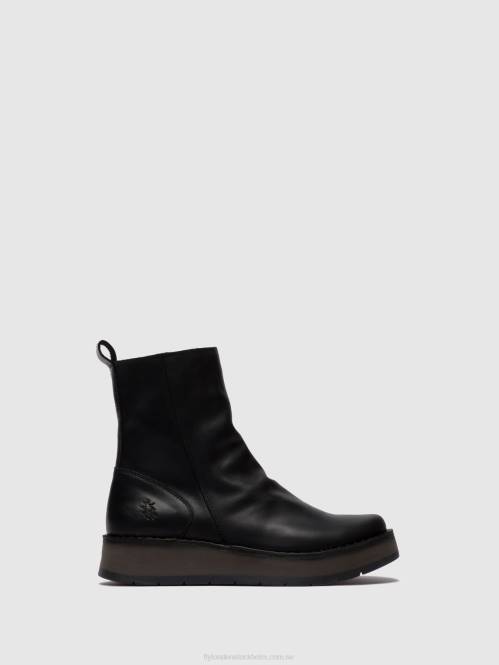 ankelboots med dragkedja reno053 kvinnor Fly London 2T02253 matta svart