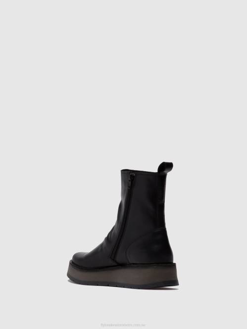 ankelboots med dragkedja reno053 kvinnor Fly London 2T02253 matta svart