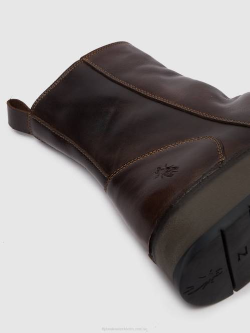 ankelboots med dragkedja reno053 kvinnor Fly London 2T02285 matta dk. brun