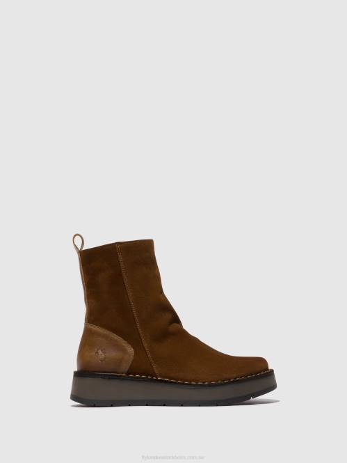 ankelboots med dragkedja reno053 kvinnor Fly London 2T0244 kamel