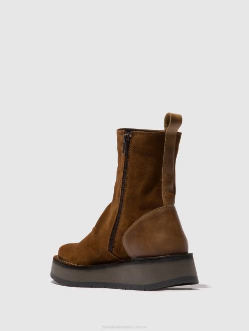 ankelboots med dragkedja reno053 kvinnor Fly London 2T0244 kamel
