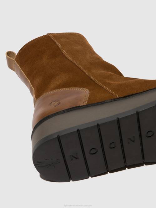 ankelboots med dragkedja reno053 kvinnor Fly London 2T0244 kamel