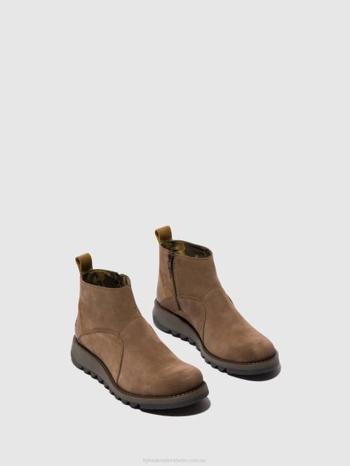 ankelboots med dragkedja sely918 kvinnor Fly London 2T0237 taupe/kamel