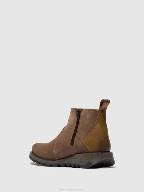 ankelboots med dragkedja sely918 kvinnor Fly London 2T0237 taupe/kamel