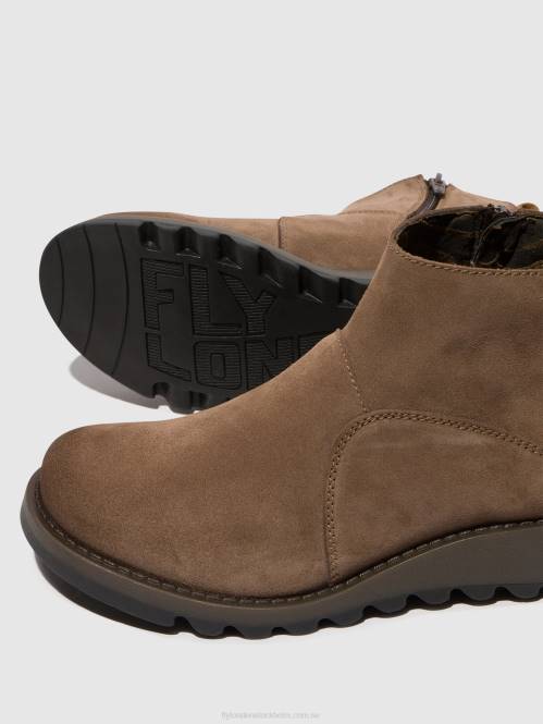 ankelboots med dragkedja sely918 kvinnor Fly London 2T0237 taupe/kamel