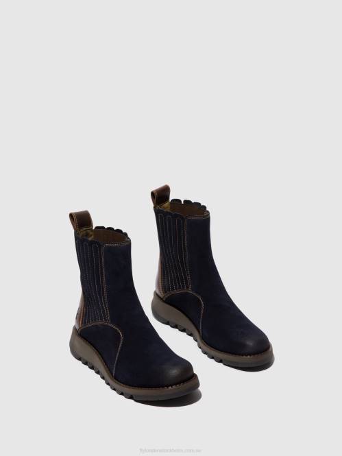 ankelboots med dragkedja suzy899 kvinnor Fly London 2T0241 marin/dk. brun