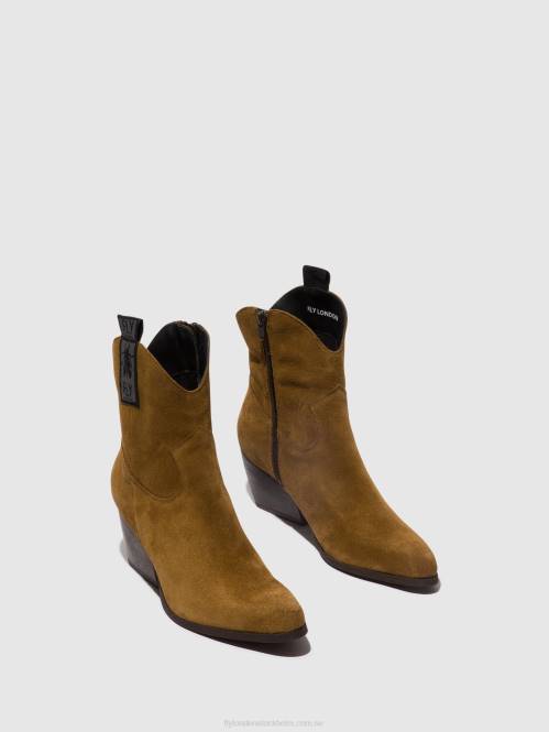 ankelboots med dragkedja tabb905 kvinnor Fly London 2T0232 kamel