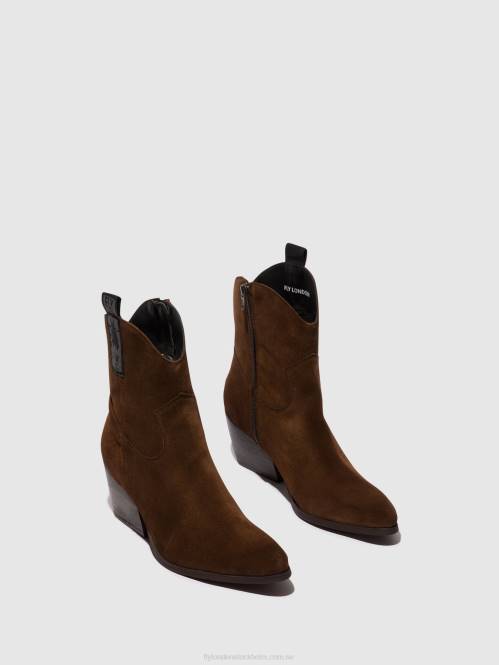 ankelboots med dragkedja tabb905 kvinnor Fly London 2T0233 choklad
