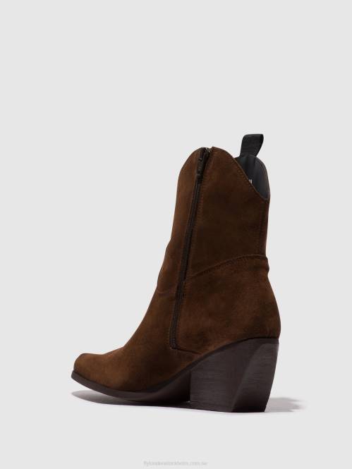 ankelboots med dragkedja tabb905 kvinnor Fly London 2T0233 choklad