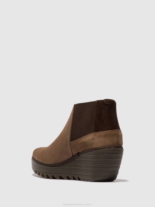 ankelboots med dragkedja yego400 kvinnor Fly London 2T0228 taupe/expresso
