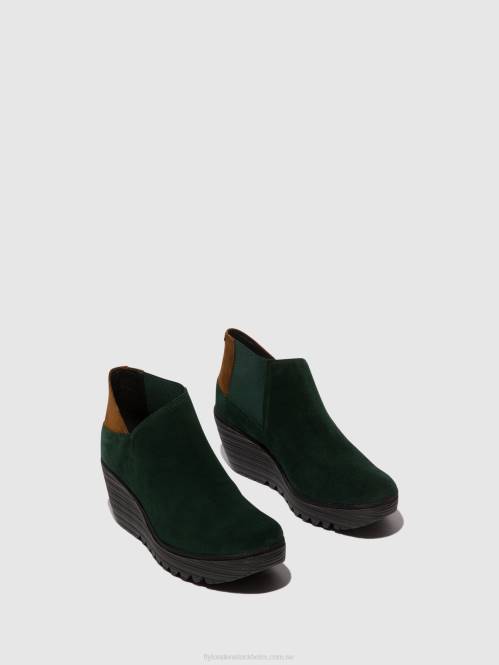 ankelboots med dragkedja yego400 kvinnor Fly London 2T0230 skogsgrönt/kamel