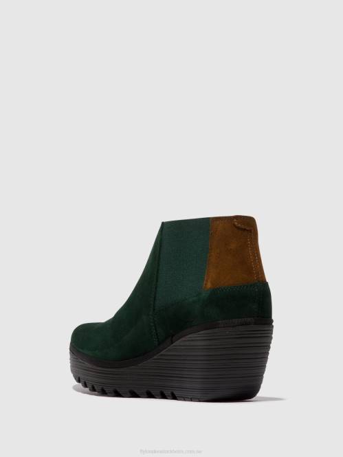 ankelboots med dragkedja yego400 kvinnor Fly London 2T0230 skogsgrönt/kamel