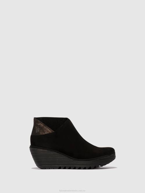 ankelboots med dragkedja yego400 kvinnor Fly London 2T0235 svart/grafit