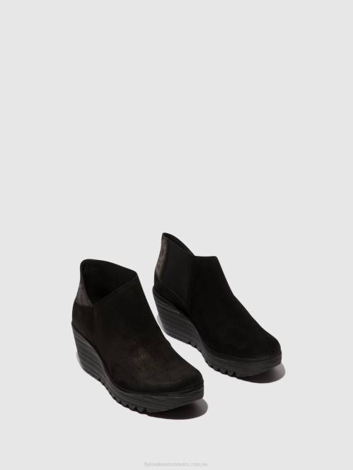ankelboots med dragkedja yego400 kvinnor Fly London 2T0235 svart/grafit