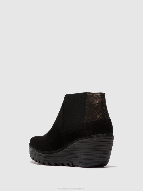 ankelboots med dragkedja yego400 kvinnor Fly London 2T0235 svart/grafit