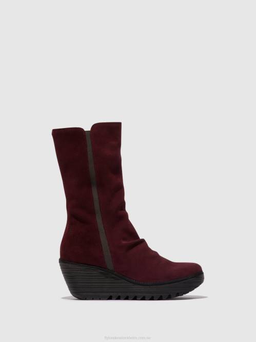 ankelboots med dragkedja yemy408 kvinnor Fly London 2T0226 vin/diesel