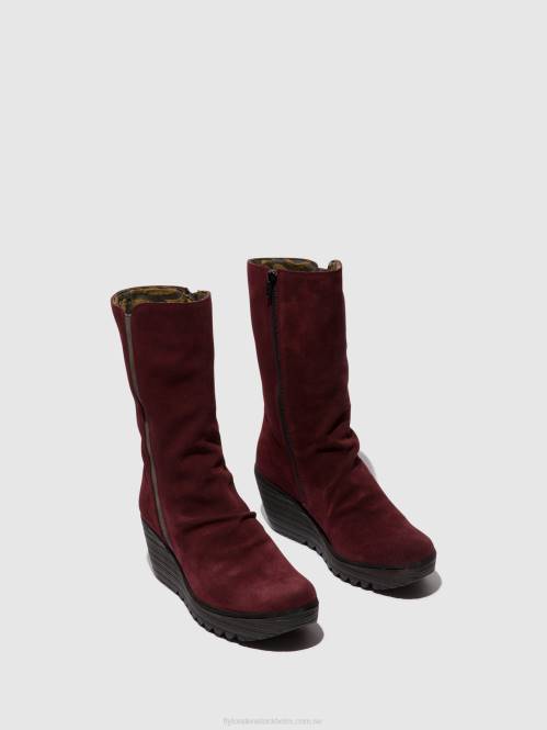 ankelboots med dragkedja yemy408 kvinnor Fly London 2T0226 vin/diesel