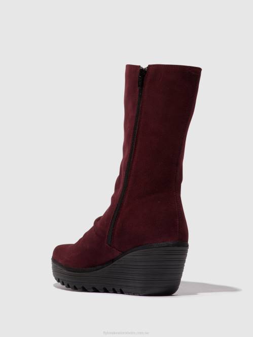 ankelboots med dragkedja yemy408 kvinnor Fly London 2T0226 vin/diesel