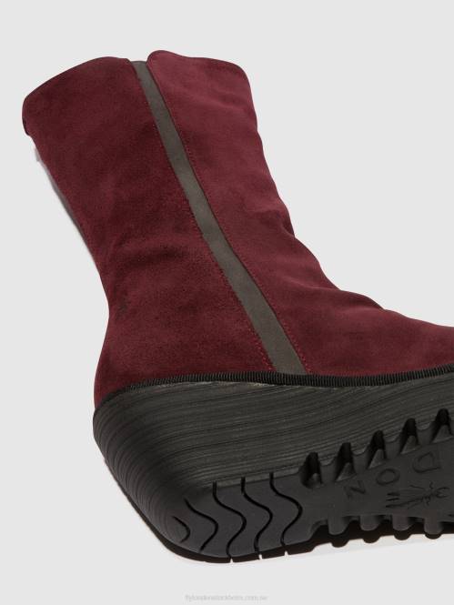 ankelboots med dragkedja yemy408 kvinnor Fly London 2T0226 vin/diesel