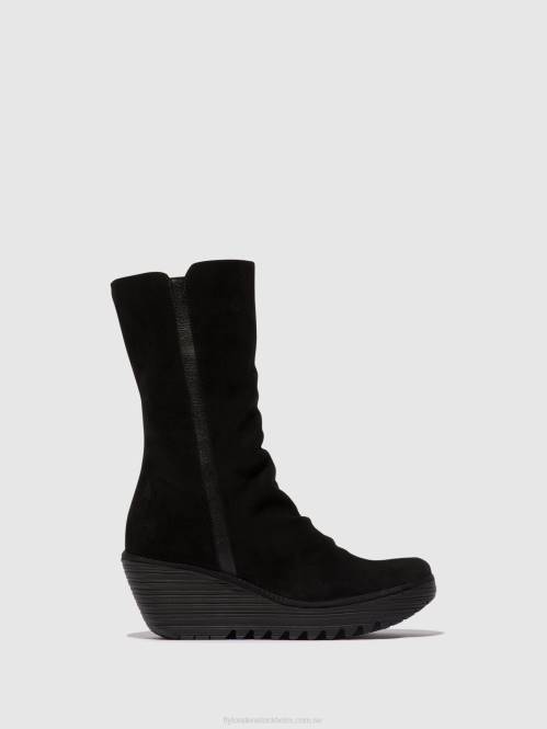 ankelboots med dragkedja yemy408 oil kvinnor Fly London 2T023 mousse/mousse svart